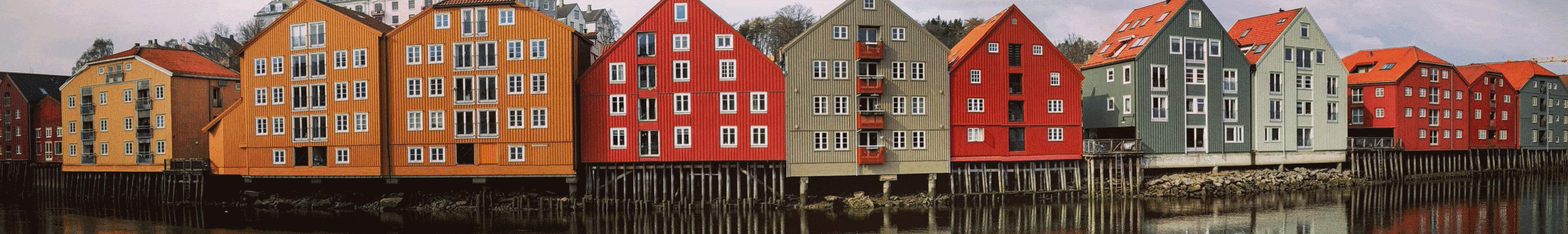 Coloured houses on river 